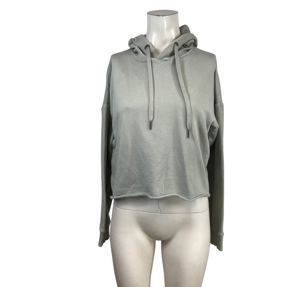 UpWest Resort & Mercantile Womens Sage Green Cropped Cotton Hoodie Size M